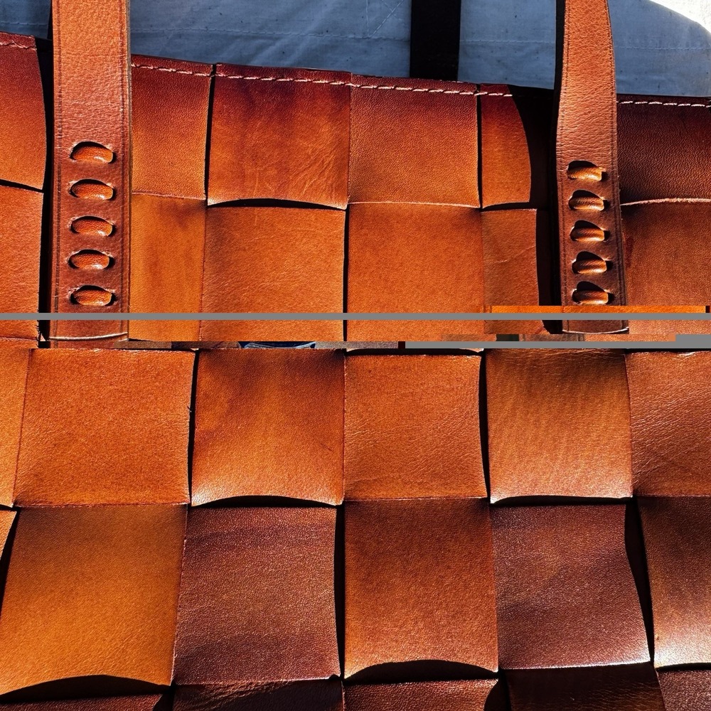 Dragon Diffusion Artisan Crafted Hand Woven Brown Leather Carryall Tote Purse - Picture 13 of 16